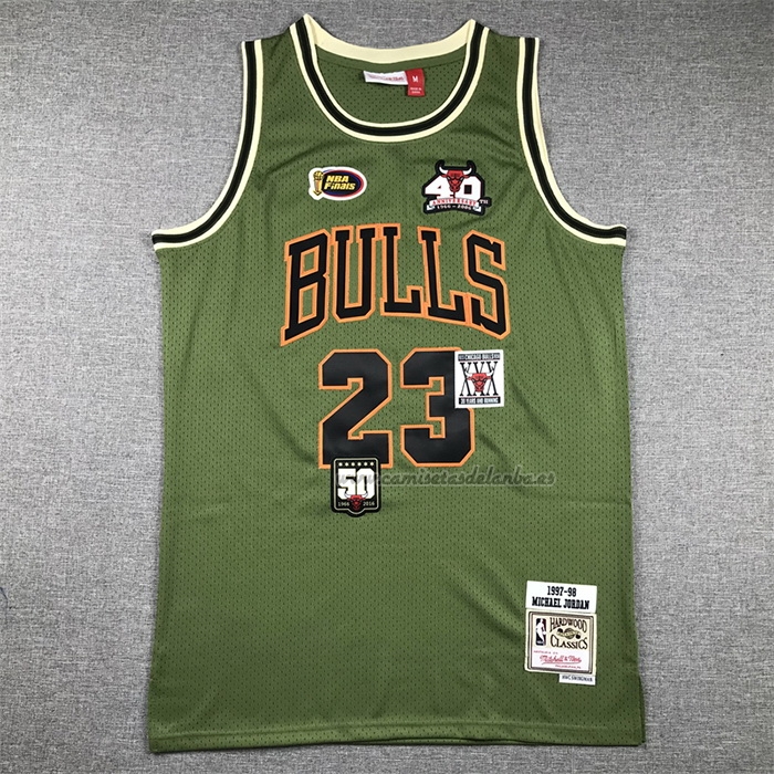 Camiseta Chicago Bulls Michael Jordan NO 23 Mitchell & Ness 1997-98 Verde2
